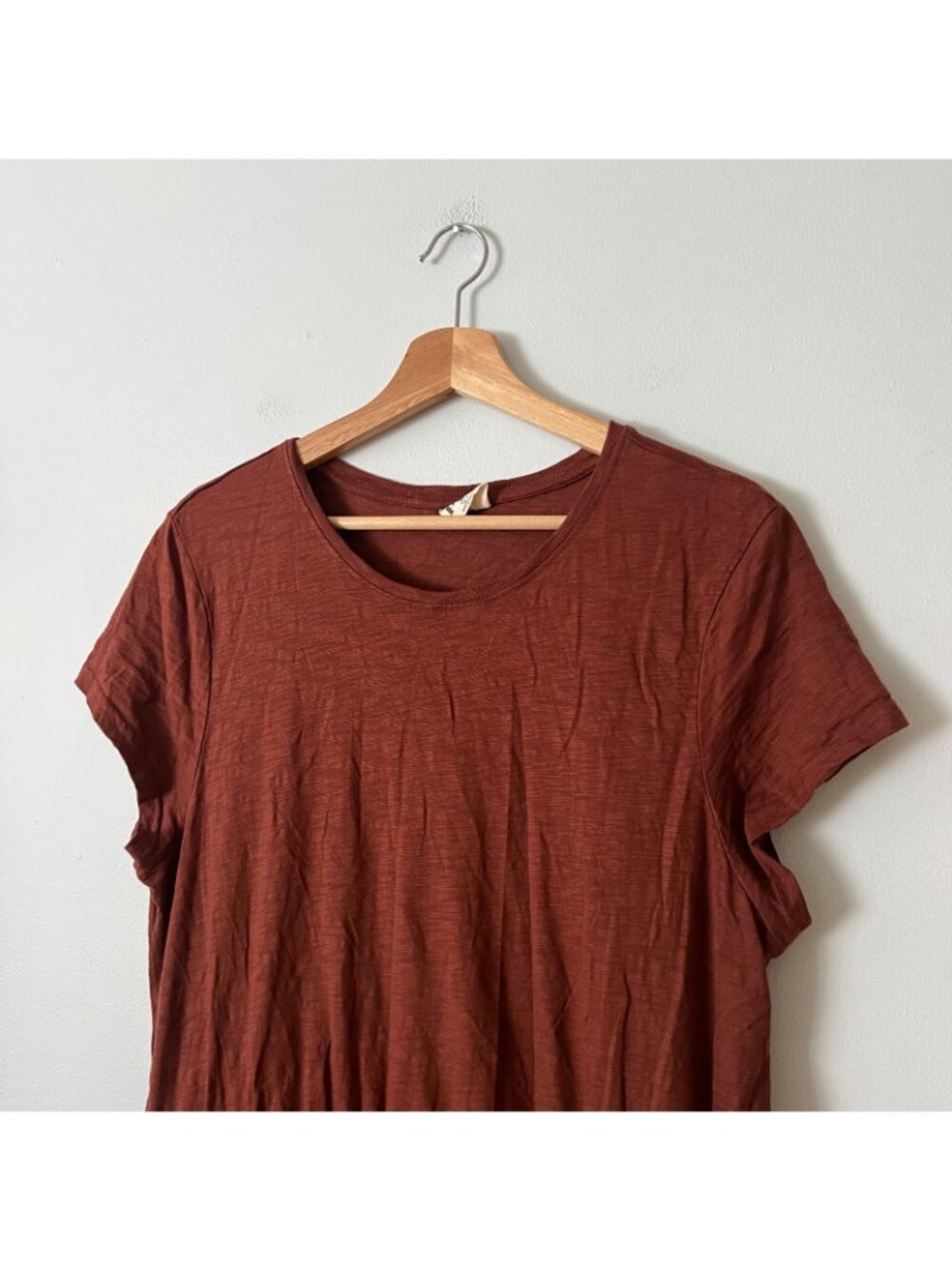Pact Relaxed Slub Weekend T-Shirt Dress Mahogany Brown Women's Size Large - Picture 4 of 9